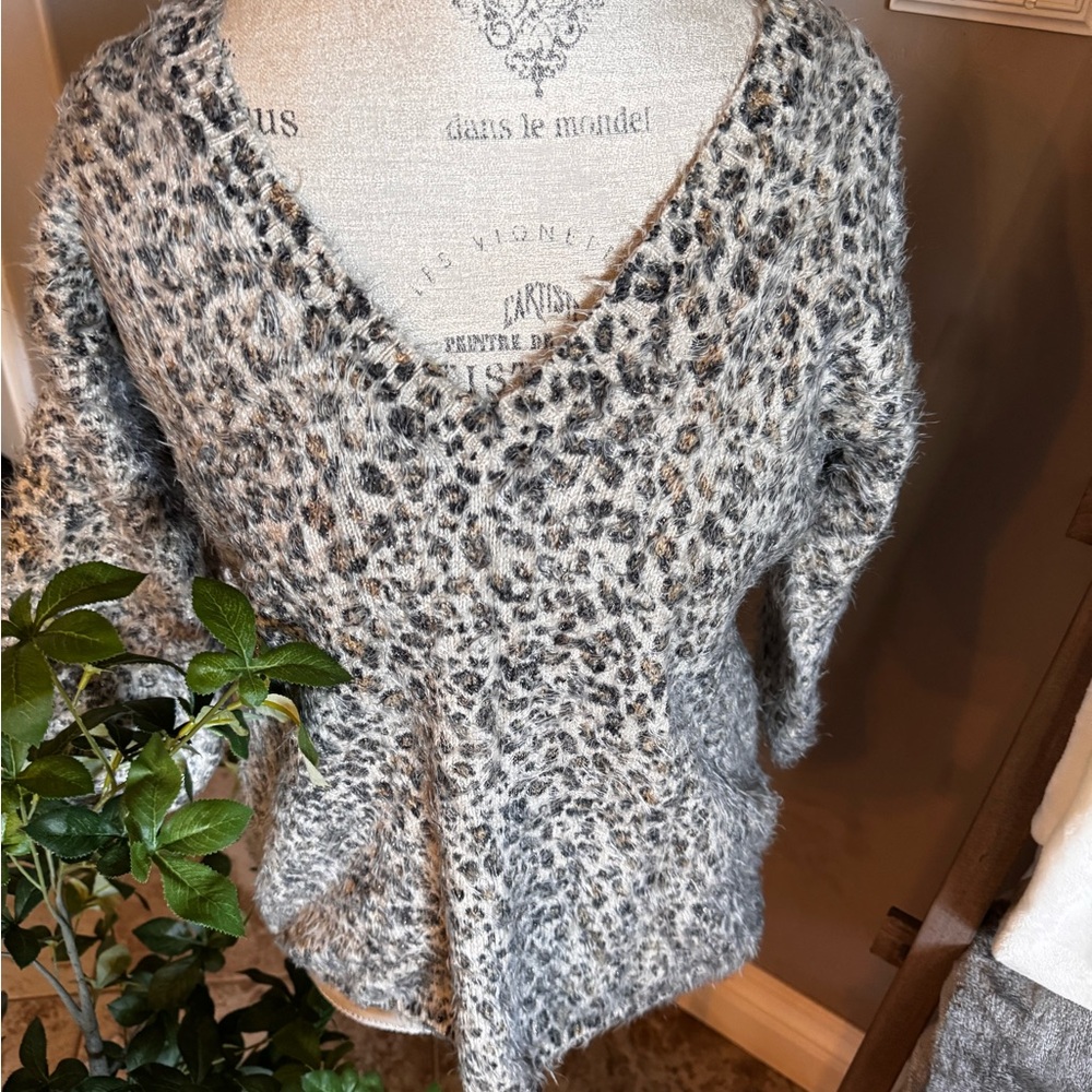 Leopard Print Fuzzy Sweater